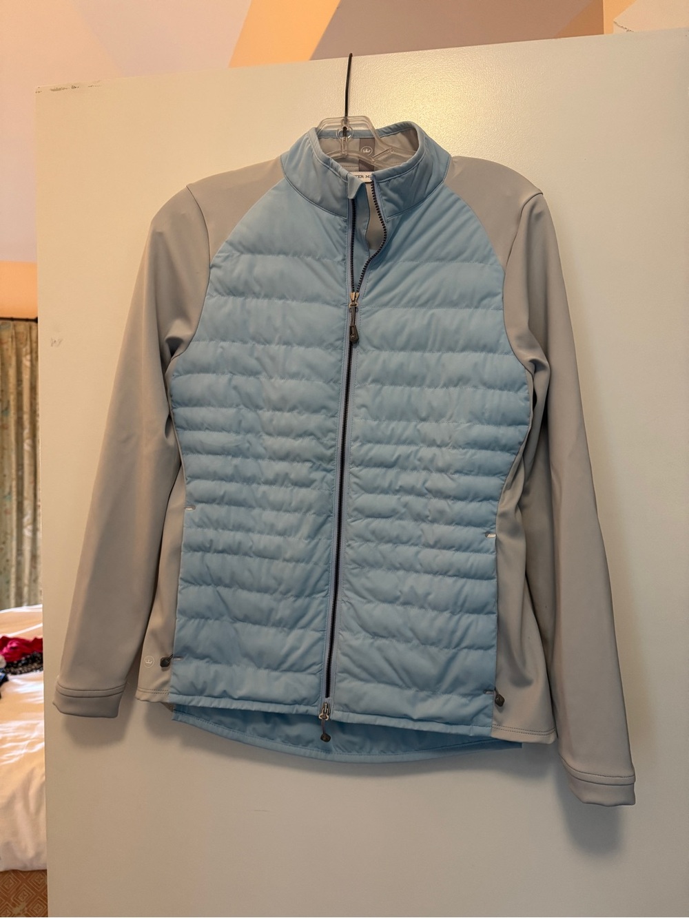 Peter Millar Light Blue and Gray Quilted Hybrid Jacket